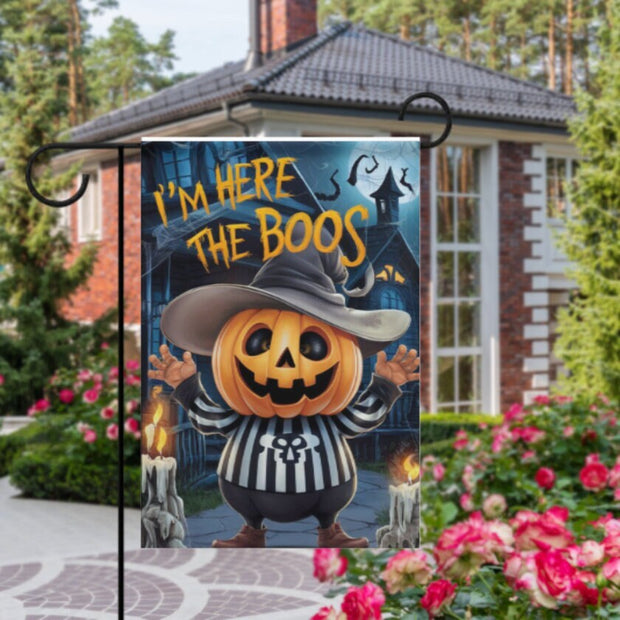 halloween    Garden Flag  - iam here for the boos   garden flag - 12'x18" - Autumn Garden Flag  ,  Yard Flag Double Sided