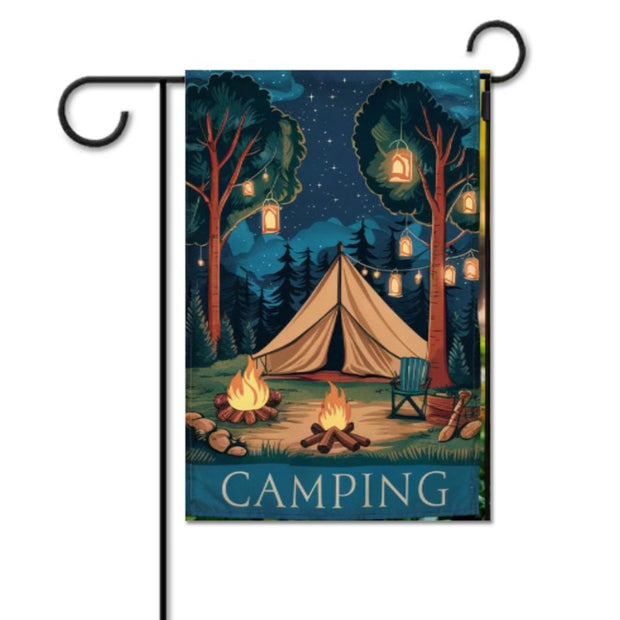 happy camper here  Garden Flag - camping flag - 12'x18"  ,  Yard Flag Double Sided, Camping Flag, Camper Flag, Happy Campers Flag