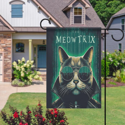 pet cat  garden flag ,the matrix cat garden  Yard Flags Double Sided, Cat Garden Flag, Black Cat flag , Kitty Garden Flag,