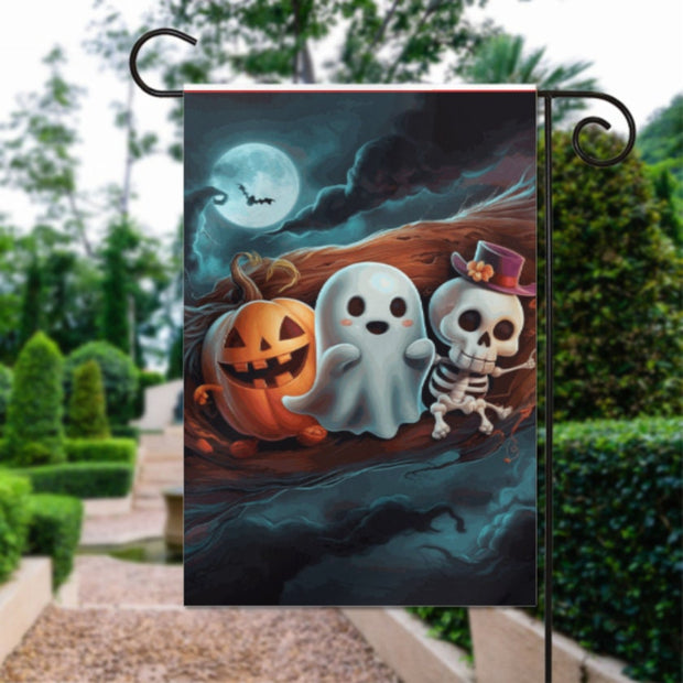 halloween    Garden Flag  - halloween ghost garden flag - 12'x18" - Autumn Garden Flag ,  garden flag ,  Yard Flag Double Sided