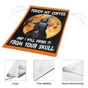 halloween black cat and coffee  ,halloween  black cat Garden Flag -12'x18" - Autumn Garden Flag ,Yard Flag Double Sided,hocus pocus flag
