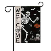 halloween welcome skeleton   Garden Flag  -halloween  skeleton  garden flag - 12'x18" - Autumn Garden Flag , Yard Flag Double Sided