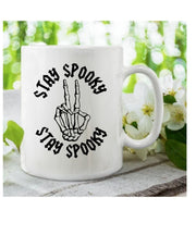 Stay Spooky Halloween Mug, Cute Skeleton Office Mug, dancing skeleton mug, Unique Gift for Co-workers Horror Work Mug