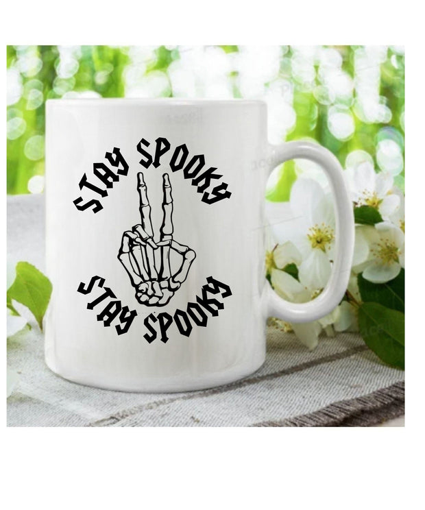 Stay Spooky Halloween Mug, Cute Skeleton Office Mug, dancing skeleton mug, Unique Gift for Co-workers Horror Work Mug