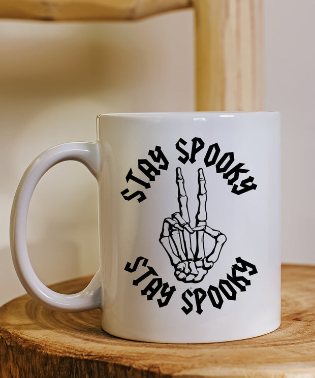 Stay Spooky Halloween Mug, Cute Skeleton Office Mug, dancing skeleton mug, Unique Gift for Co-workers Horror Work Mug