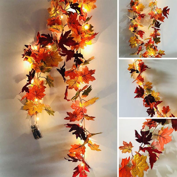 Maple Leaf 20 LED String Lights, Halloween Decor, Autumn Fall, Home Decor, Garden Decor, Halloween Party, Outdoor Indoor, Autumn