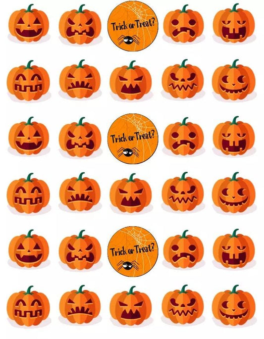 Halloween Cake Toppers,30 pk  Halloween pumpkin  Party Decor, Halloween Decoration, Halloween Decor, H