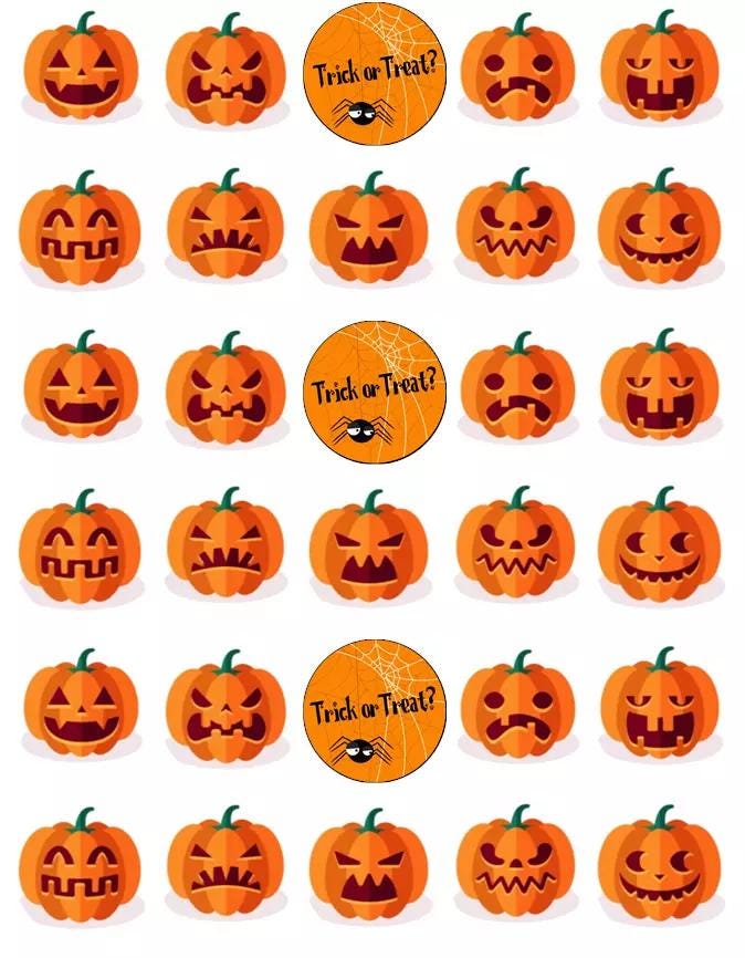 Halloween Cake Toppers,30 pk  Halloween pumpkin  Party Decor, Halloween Decoration, Halloween Decor, H