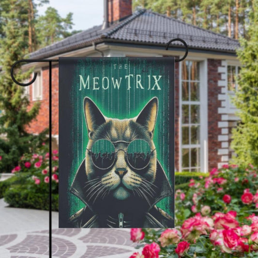 pet cat  garden flag ,the matrix cat garden  Yard Flags Double Sided, Cat Garden Flag, Black Cat flag , Kitty Garden Flag,