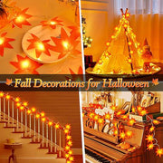 Autumn Maple Leaf 20 LED String Lights, Halloween Decor, Autumn Fall, Home Decor, Garden Decor, Halloween Party, Outdoor Indoor, Autumn