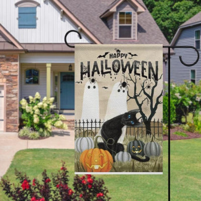 halloween  boo  crew  Garden Flag  -halloween  ghost garden flag - 12'x18" - Autumn Garden Flag ,  garden flag ,  Yard Flag Double Sided