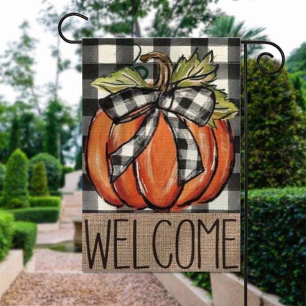 halloween thanksgiving   Garden Flag  -halloween  pumpkin garden flag - 12'x18" - Autumn Garden Flag ,  Yard Flag Double Sided