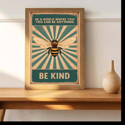 be kind poster, bee , honey bee Art Poster, Honey Bee Print, Vintage Poster,  Print Gift Idea for bee lovers lover ,bee Poster Print-