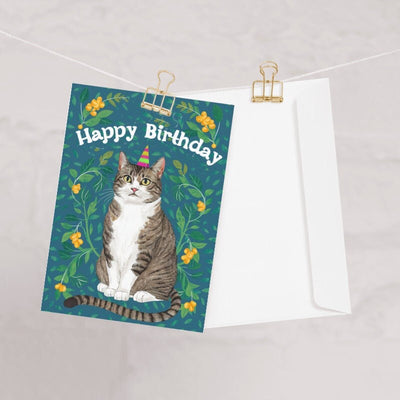 birthday card cat, tabby cat birthday card , cat lover gift card,cat greeting card ,personalised card
