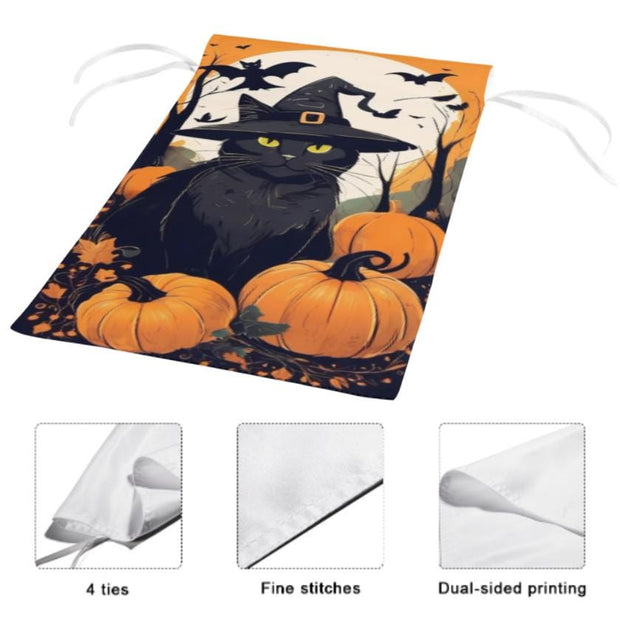 halloween pumpkin and cat  Garden Flag  - halloween garden flag - 12'x18" - Autumn Garden Flag ,  garden flag ,  Yard Flag Double Sided