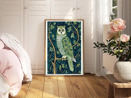 William Morris owl art  Print, William Morris Exhibition Print, William Morris Poster, Vintage Wall Art, Textiles Art, Owl Art Print