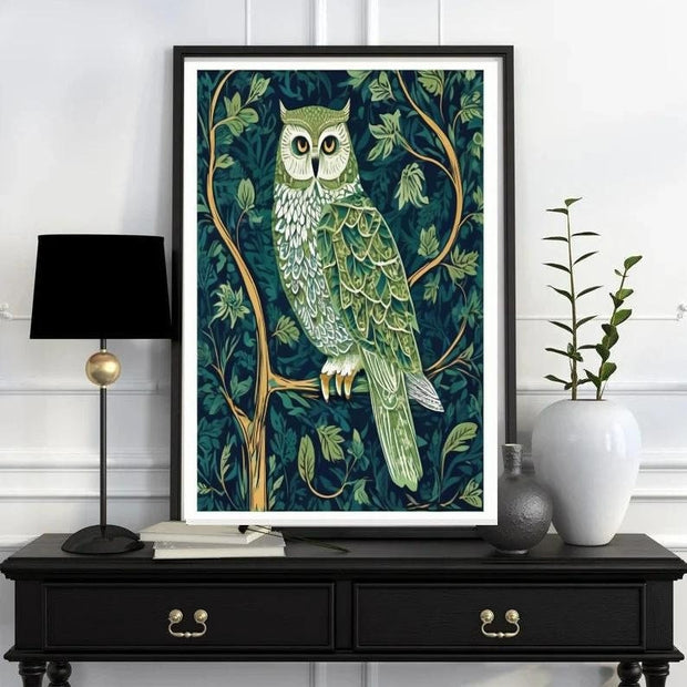 William Morris owl art  Print, William Morris Exhibition Print, William Morris Poster, Vintage Wall Art, Textiles Art, Owl Art Print