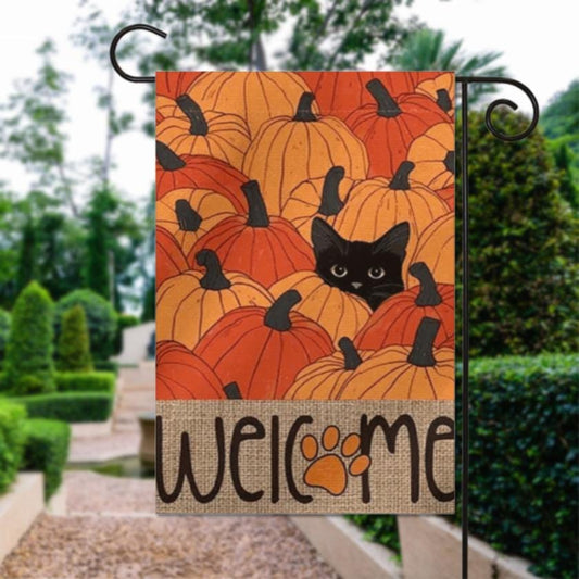 pet cat  garden flag ,halloween  cat garden  Yard Flags Double Sided, Cat Garden Flag, Black Cat flag , Kitty Garden Flag,