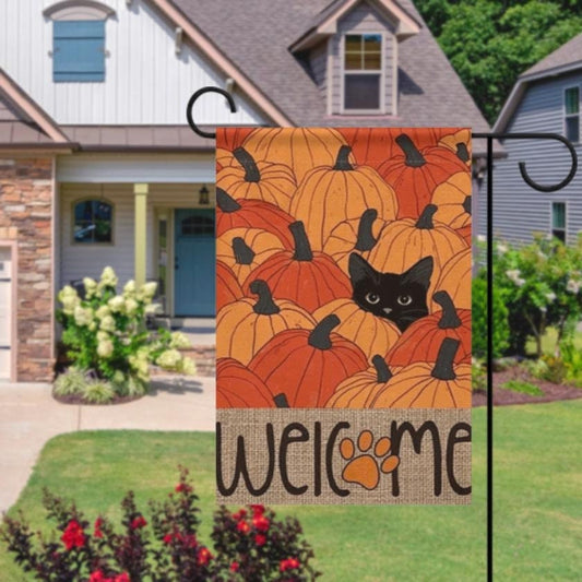 pet cat  garden flag ,halloween  cat garden  Yard Flags Double Sided, Cat Garden Flag, Black Cat flag , Kitty Garden Flag,