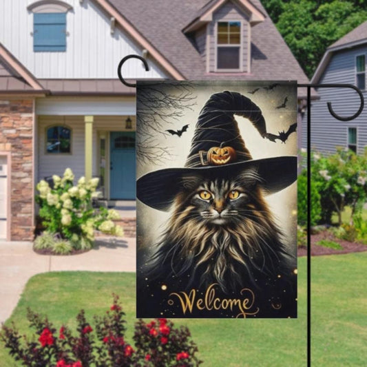 pet cat  garden flag halloween black cat garden  Yard Flags Double Sided, Cat Garden Flag, Black Cat flag , Kitty Garden Flag,