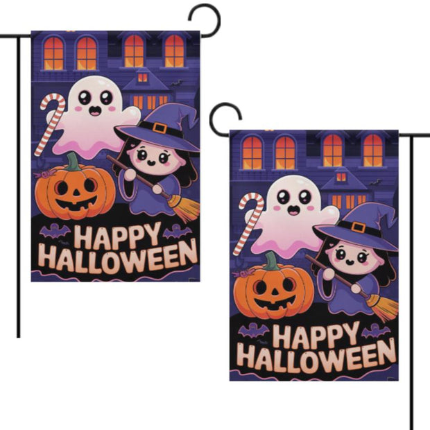 halloween  Garden Flag  - Happy halloween - 12'x18" - Autumn Garden Flag ,  garden flag ,  Yard Flag Double Sided
