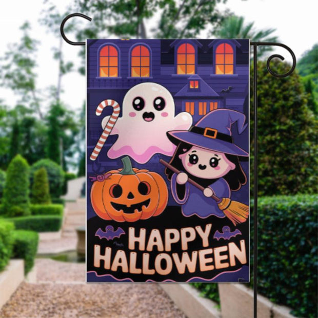 halloween  Garden Flag  - Happy halloween - 12'x18" - Autumn Garden Flag ,  garden flag ,  Yard Flag Double Sided