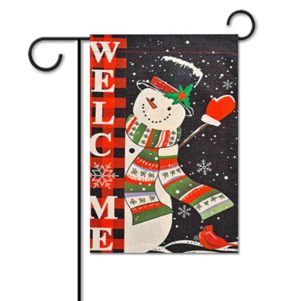 welcome snowman   Garden Flag  - welcome snowman  garden flag - 12'x18" - Autumn Garden Flag ,  garden flag ,  Yard Flag Double Sided