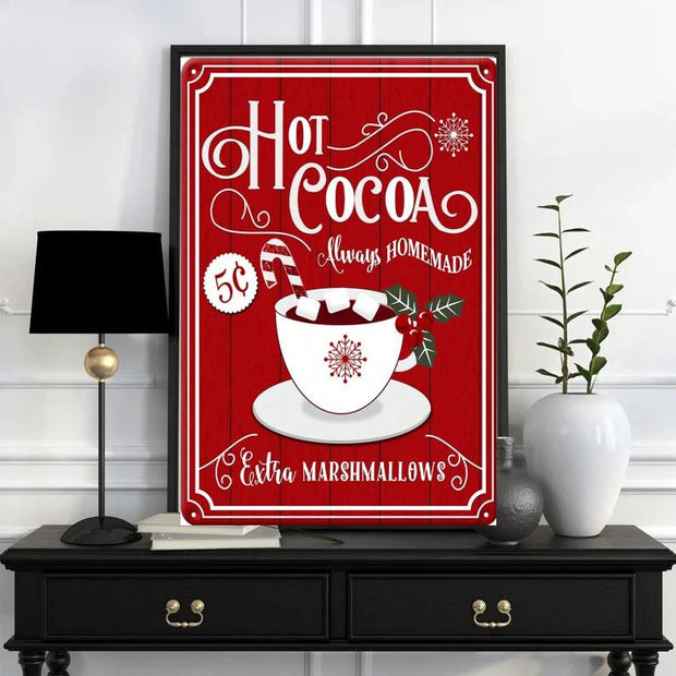 hot Chocolate Christmas Print, Hot Cocoa Bar Sign, Christmas  Wall Art, Retro Holiday Poster, Festive Wall Art