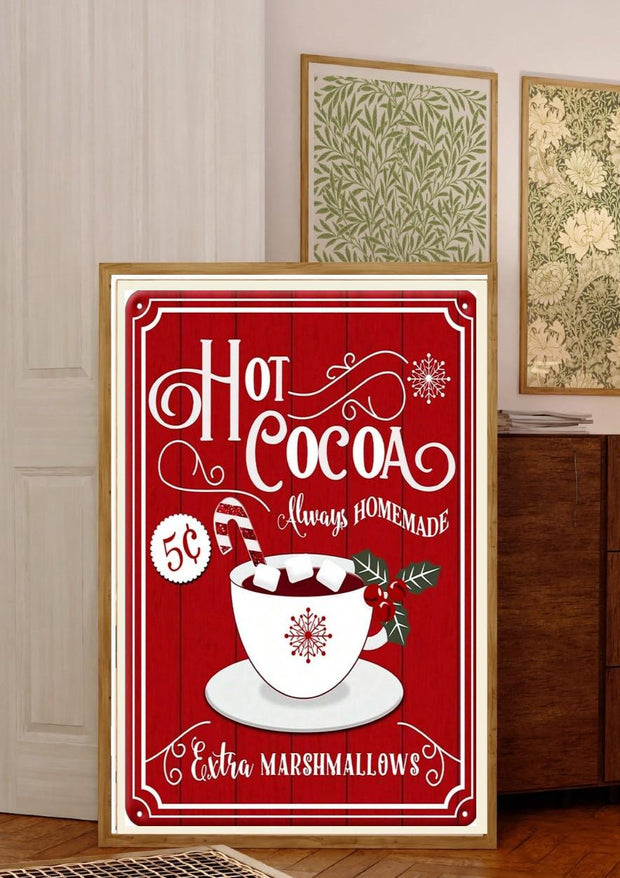 hot Chocolate Christmas Print, Hot Cocoa Bar Sign, Christmas  Wall Art, Retro Holiday Poster, Festive Wall Art