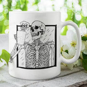 coffee drinking skeleton mug ,skeleton drinking coffee- halloween skeleton mug ,skull coffee mug,skeleton with coffee