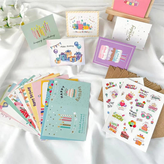 pack of 20 birthday card pack with envelopes and stickers , birthday cards ,greeting card s
