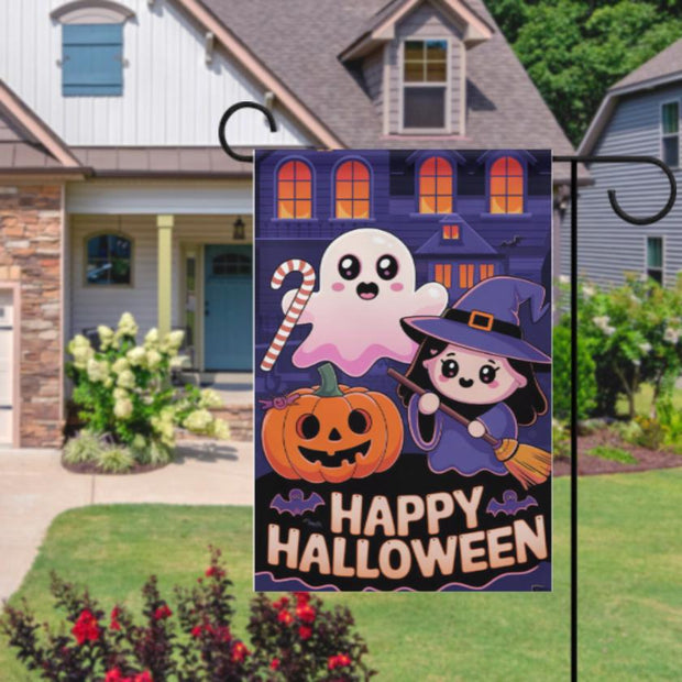 halloween  Garden Flag  - Happy halloween - 12'x18" - Autumn Garden Flag ,  garden flag ,  Yard Flag Double Sided