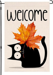 halloween cat Garden Flag  - halloween garden flag - 12'x18" - Autumn Garden Flag ,  garden flag ,  Yard Flag Double Sided