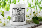 coffee drinking skeleton mug ,skeleton drinking coffee- halloween skeleton mug ,skull coffee mug,skeleton with coffee