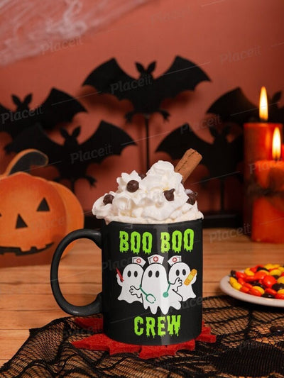 boo boo crew  muggg- halloween  boo crew  ,ghost  nurse boo crew mug -gift idea for nurse