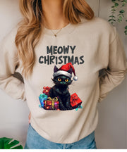 Christmas cat sweater,BLACK CAT Santa Hat Christmas Lights Jumper, Funny Family Holiday swaeter, Cat Lovers Xmas Sweatshirts