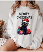 Christmas cat sweater,BLACK CAT Santa Hat Christmas Lights Jumper, Funny Family Holiday swaeter, Cat Lovers Xmas Sweatshirts
