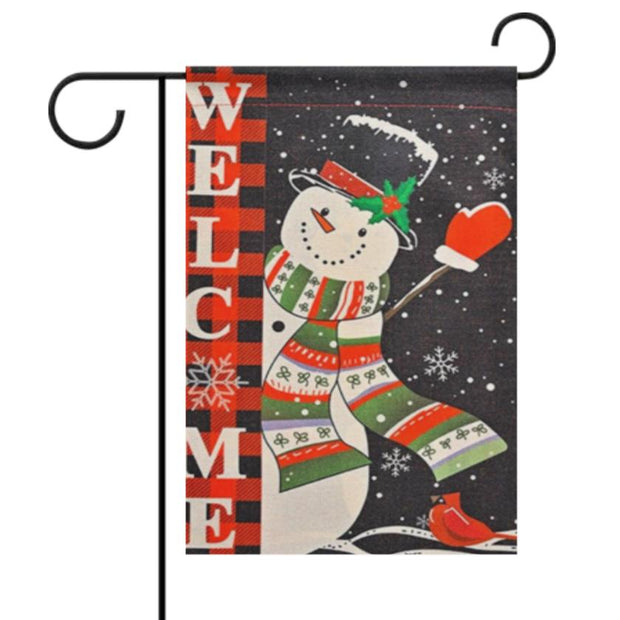 welcome snowman   Garden Flag  - welcome snowman  garden flag - 12'x18" - Autumn Garden Flag ,  garden flag ,  Yard Flag Double Sided