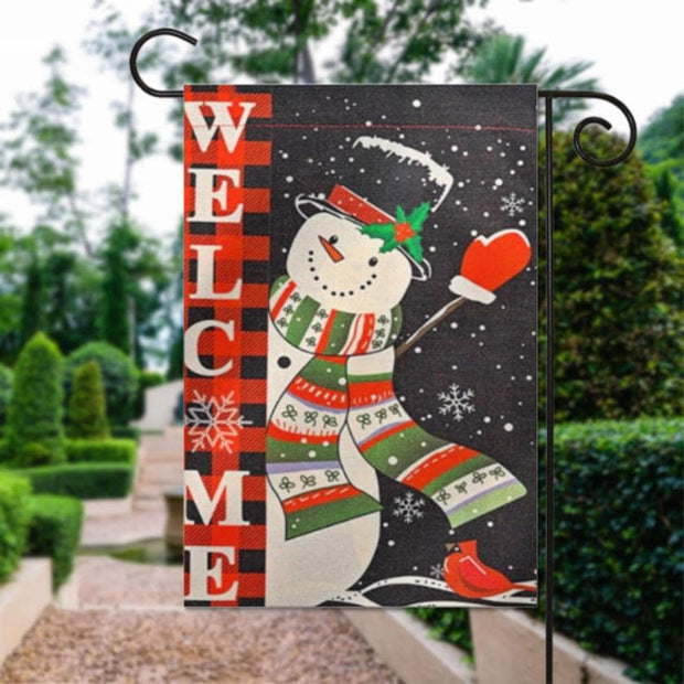 welcome snowman   Garden Flag  - welcome snowman  garden flag - 12'x18" - Autumn Garden Flag ,  garden flag ,  Yard Flag Double Sided