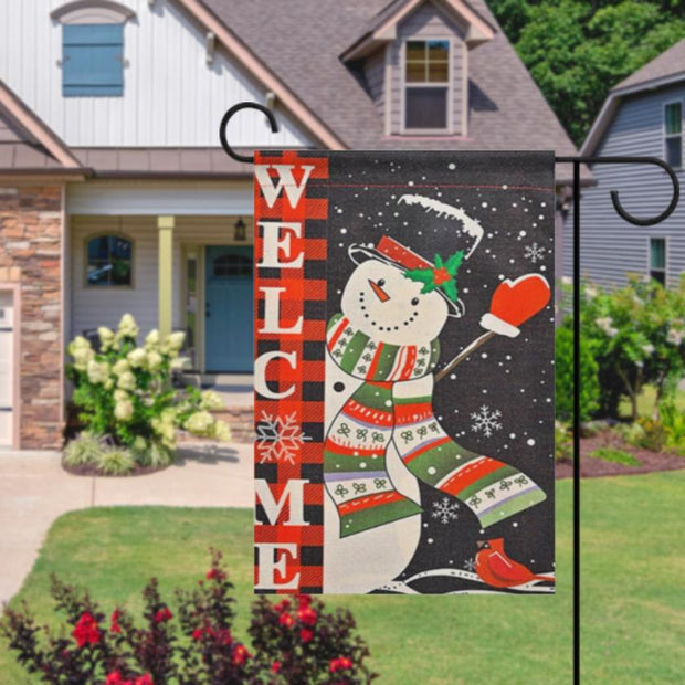 welcome snowman   Garden Flag  - welcome snowman  garden flag - 12'x18" - Autumn Garden Flag ,  garden flag ,  Yard Flag Double Sided