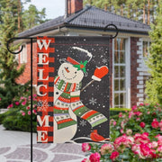 welcome snowman   Garden Flag  - welcome snowman  garden flag - 12'x18" - Autumn Garden Flag ,  garden flag ,  Yard Flag Double Sided