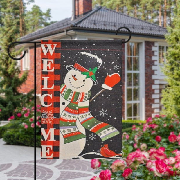 welcome snowman   Garden Flag  - welcome snowman  garden flag - 12'x18" - Autumn Garden Flag ,  garden flag ,  Yard Flag Double Sided