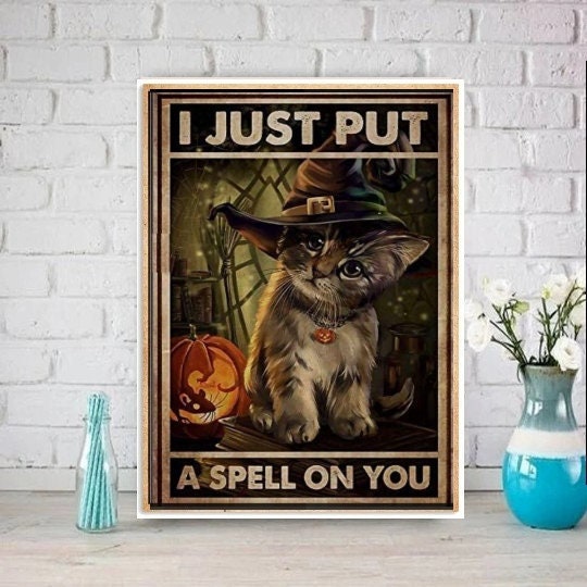 i just put a spell on you poster  halloween,tabby cat-poster ,tabby Cat Wall Art - tabby Cat Print -tabby Cat Artwork - Home Decor