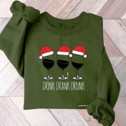 Christmas Wine Glasses Sweatshirt, Christmas Wine, drink drank drunk Xmas Sweatshirt, Holiday Apparel, Wine Lover, Funny Christmas Sweater