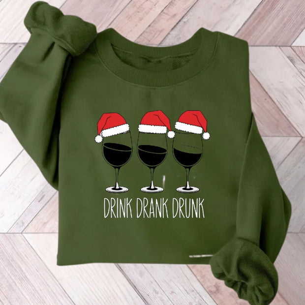 Christmas Wine Glasses Sweatshirt, Christmas Wine, drink drank drunk Xmas Sweatshirt, Holiday Apparel, Wine Lover, Funny Christmas Sweater