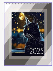 2025Wall Calendar, black cat calander funny , Wall Planner, Home And Office Decor, Monthly Calender,gitft for cat lovers