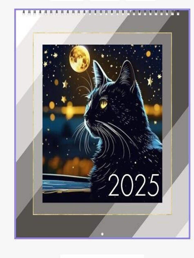 2025Wall Calendar, black cat calander funny , Wall Planner, Home And Office Decor, Monthly Calender,gitft for cat lovers