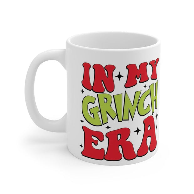 Funny in My Grinch Era Mug, Christmas Coffee Cup, Holiday Tea Mug, Sarcastic Hot Cocoa Mug, Gift for Grinch Lover, Ceramic Drinkware