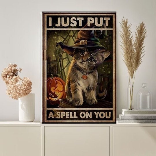 i just put a spell on you poster  halloween,tabby cat-poster ,tabby Cat Wall Art - tabby Cat Print -tabby Cat Artwork - Home Decor