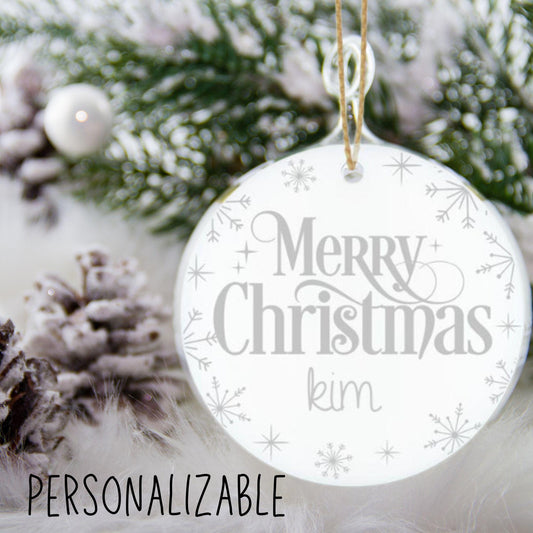 Personalizable Name Glass Christmas Bauble Ornament - Custom Holiday Decor, Gift for Family & Friends, Unique Keepsake